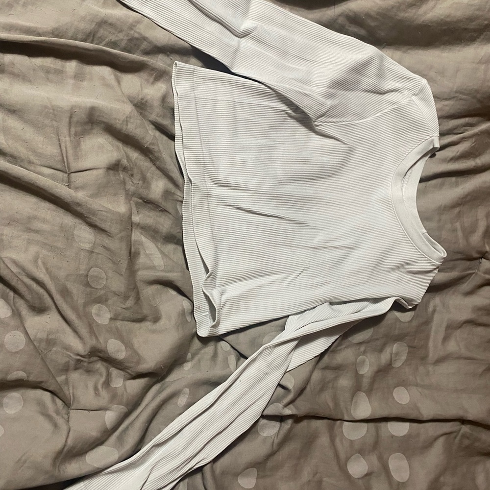 No Boundaries Ribbed White Long Sleeve Tee‎